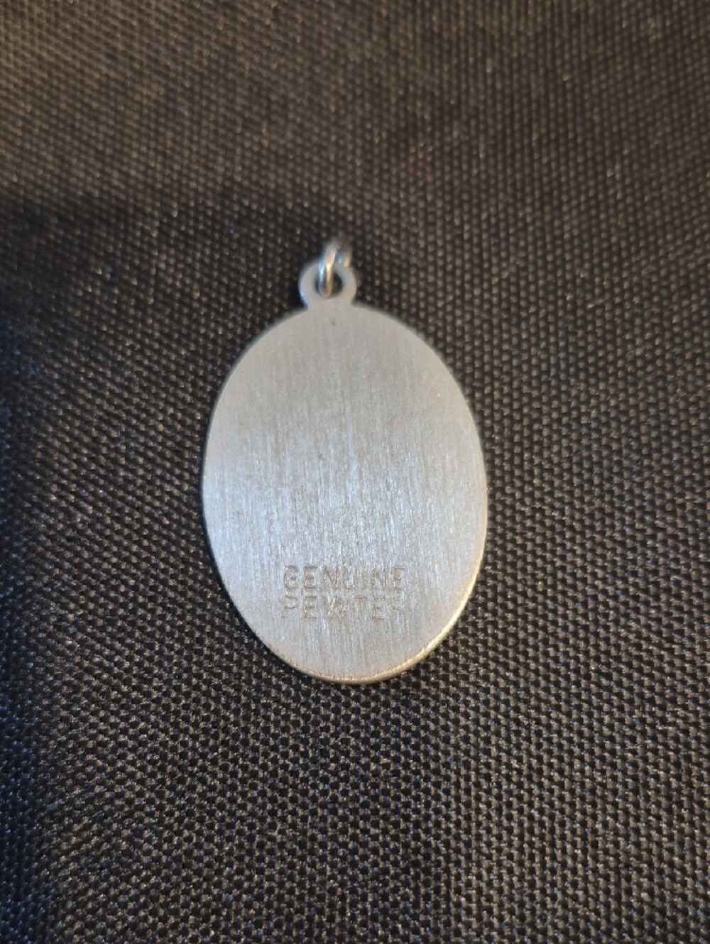 Vintage Silver Pewter Oval Violet Floral Pendant Necklace - Purple Flower Charm - Picture 3 of 4
